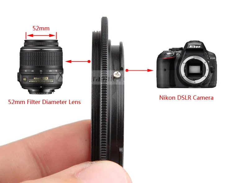РЕВЕРСИВНОЕ кольцо адаптер для макрообъектива (AI 52mm) 52 мм объектива NIKON D5300 D5500 D3300