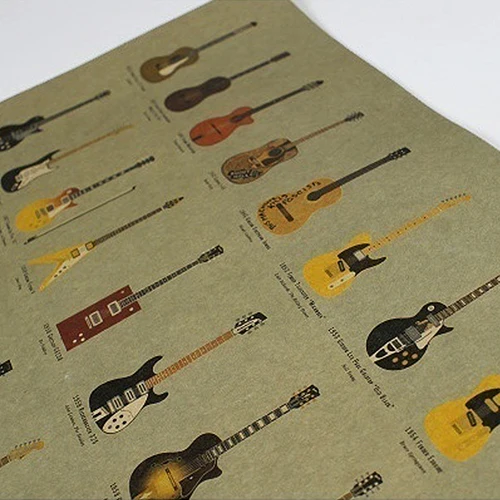 Украшение для дома винтажный стиль музыкальная гитара рисунок крафт-бумага