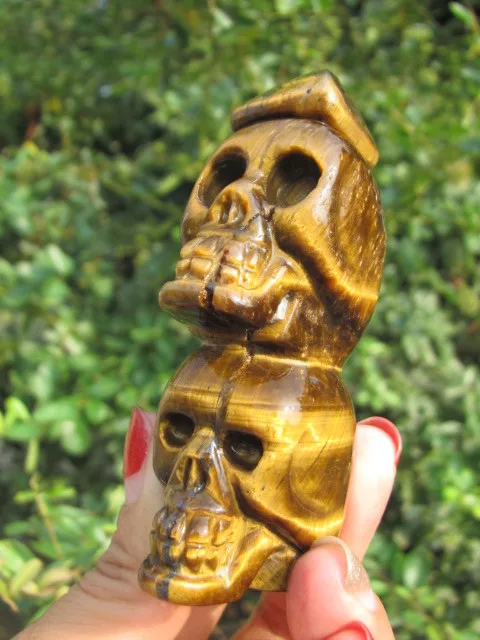 

129g Natural Pretty Tiger's eye Carved Crystal Skull