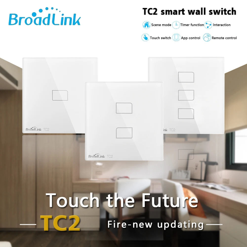 Wi Fi переключатель Broadlink TC2 выключатель света работает с Alexa Google Home дистанционное