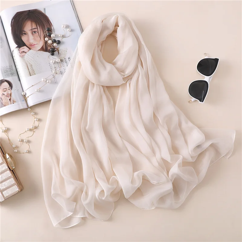 BS13-Beige Новинка, шелковый шарф для женщин, однотонный, роскошный, Пашмина, хиджаб, платок для женщин, пляжные шарфы, головной платок, женские, солнцезащитные шарфы - Цвет: BS13-Beige