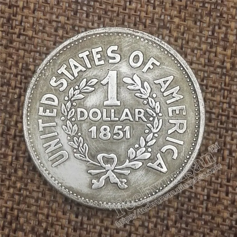 50 шт./лот 1851 старинные медные и серебряные монеты US $1 иностранные Антикварные