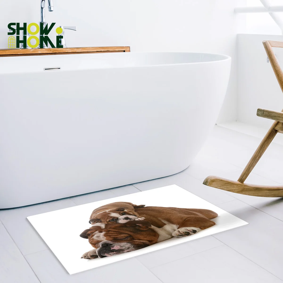 Showhome Французский Бульдог коврик для ванной комнаты с занавеской душа 2 шт. набор