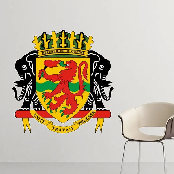 

Congo National Emblem Country Symbol Mark Pattern Removable Wall Sticker Art Decals Mural DIY Wallpaper for Room Decal