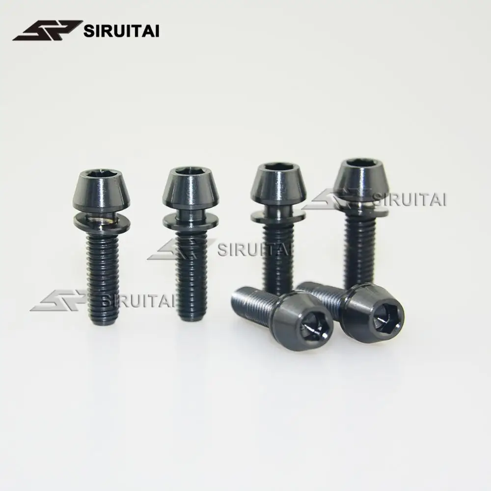 6 шт. titanium boltM5* 16 мм/18 мм/20 мм конусная головка, не линяющая прокладка, крепежные винты для велосипеда