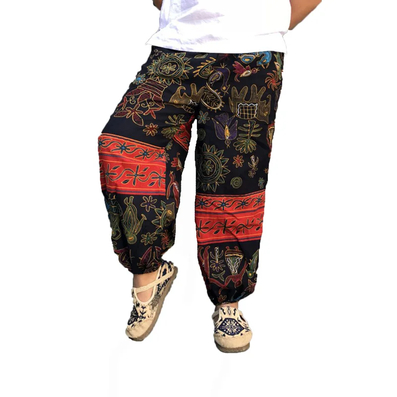 

2020 fashion Cotton Linen print pants Women Harem Pants Loose Casual Plus Size Summer Trousers Joggers Sweatpants