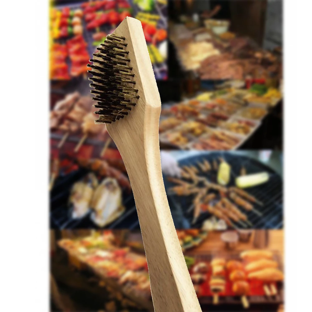 Wood Handle Non Skid Cleaning Brush Easy Clean Kitchen Bristles Ergonomic Tools Effective Barbecue Practical Hanging Home | Дом и сад