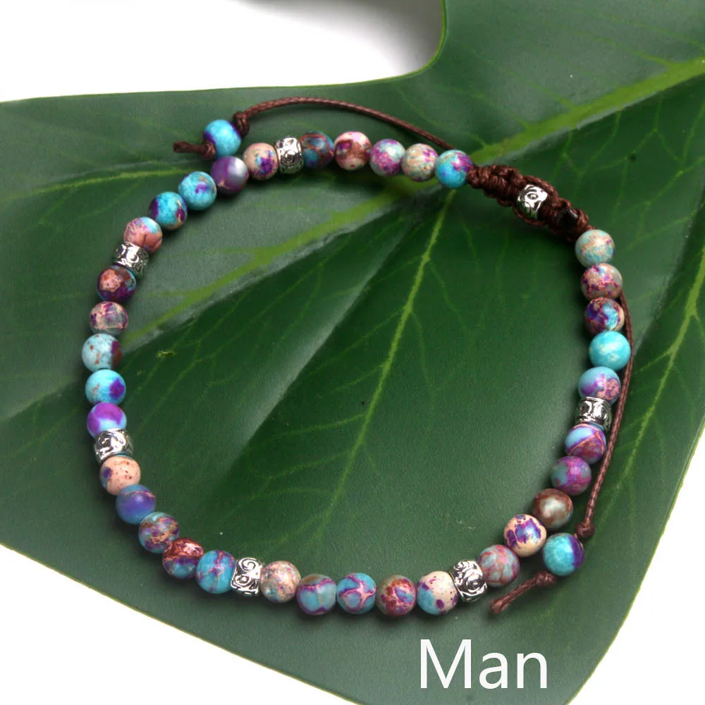 Purple for Man Браслеты премиум класса с бусинами, обтягивающие браслеты с камнем, модные браслеты дружбы для влюбленных пар, браслет для йоги, ювелирные изделия, Прямая поставка - Окраска металла: Purple for Man