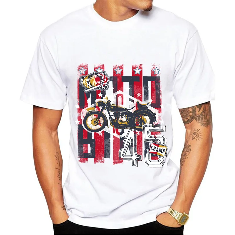 Мотоцикл Костюмы узор Дизайн Для мужчин футболка с коротким рукавом Мужская