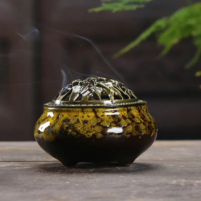 Kiln yellow ERMAKOVA керамические горелки для благовоний портативный фарфор курильница буддизм держатель для благовоний украшение дома Чайный домик Йога Студия подарок - Цвет: Kiln yellow