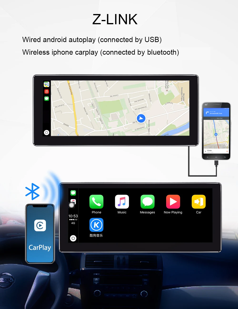 Android 8,1 10,2" беспроводной Carplay Встроенный 4G модем DSP рулевое колесо bluetooth управление 4 Гб+ 64 Гб мультимедийный плеер