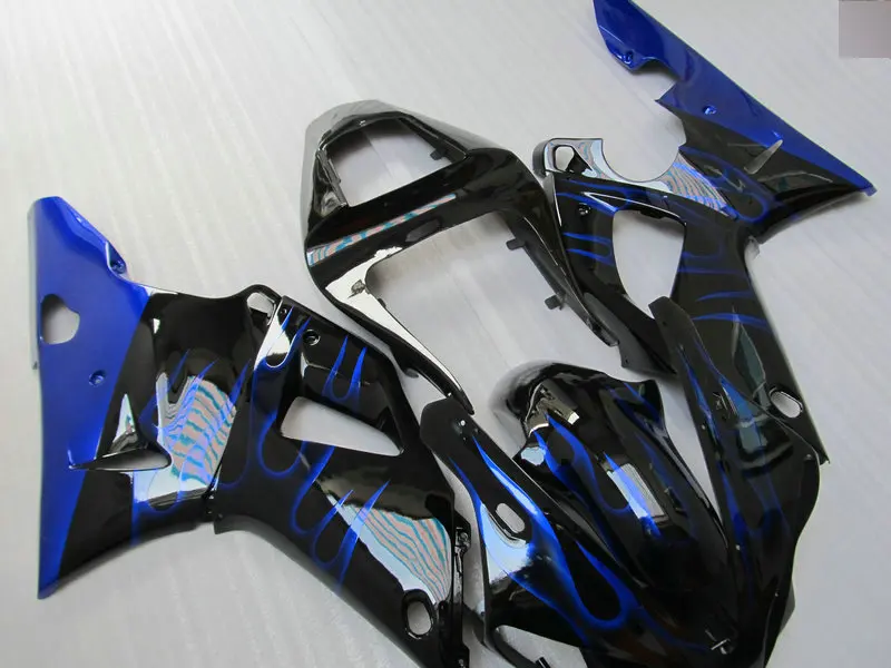 Топовый Комплект обтекателя мотоцикла для YAMAHA YZFR1 00 01 YZF R1 YZF1000 2000 2001 ABS Blue flames black