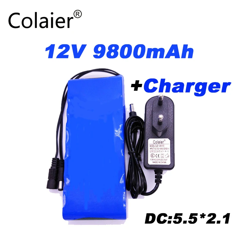 Colaier 12V 9800mAh 18650 DC 12 6 V Супер аккумуляторная упаковка ЕС/США вилка адаптер для