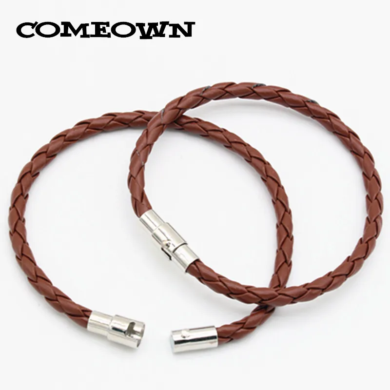 COMEOWN 10 шт 4 мм черный/красный ПУ плетеный кожаный шнур/ожерелье с магнитной