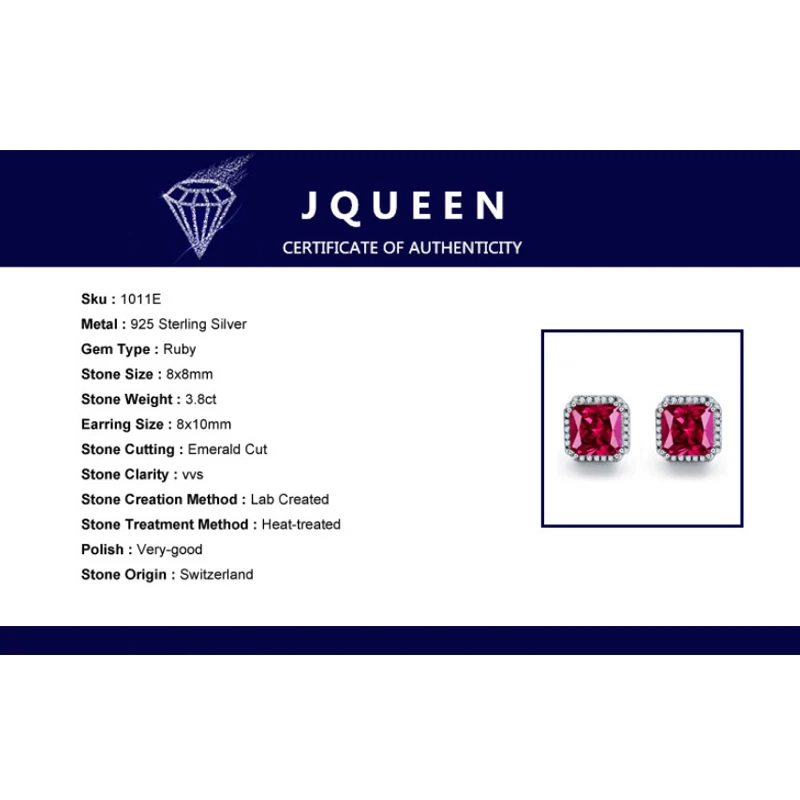 JQUEEN 3Ct рубиновые красные серьги принцесса огранка 925 серебро серьги bijoux свадебные серьги Винтажные серьги-гвоздики