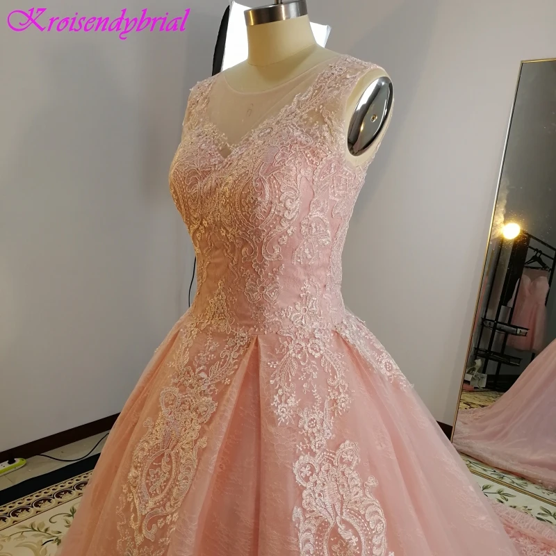 ROBE DE MARIAGE 2019 HOT SALE REAL SAMPLE LUXURY PINK EVENING DRESSES LACE ELEGANT GOWNS CUSTOM MADE ON.