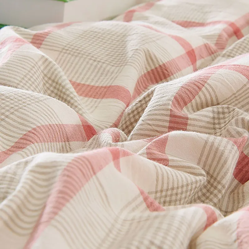 Краткое проверки 100% мыть хлопок Пододеяльник простынь и наволочки) три/четыре