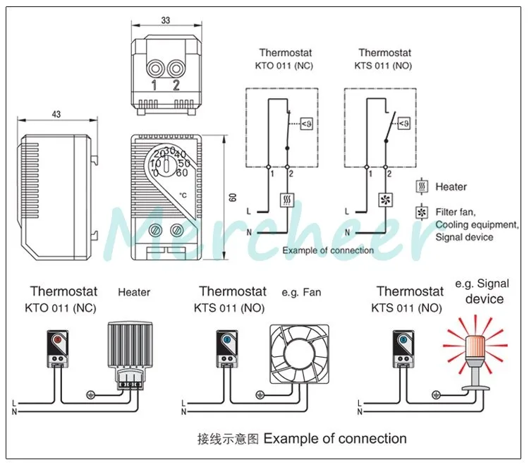 Компактный-10-+ 50 degree220V KTO011 небольшой размер Stego комнатный термостат для обогревателя