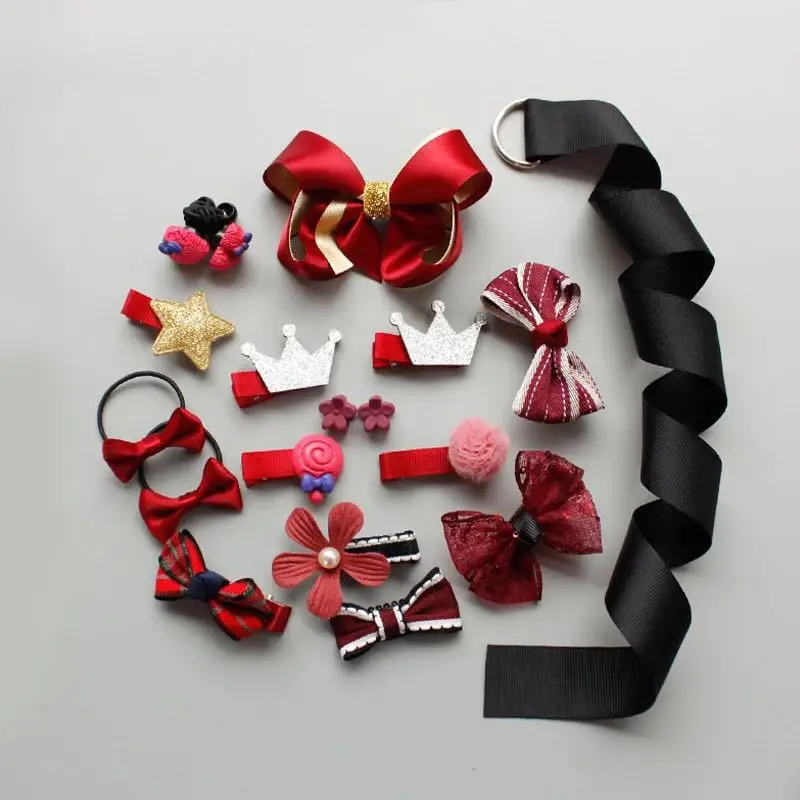 style2 red no box 5/18 шт., детский головной убор, бант для маленьких девочек, заколки для волос, заколки для волос, повязка для волос принцессы, головной убор, аксессуары для волос для девочек - Цвет: style2 red no box