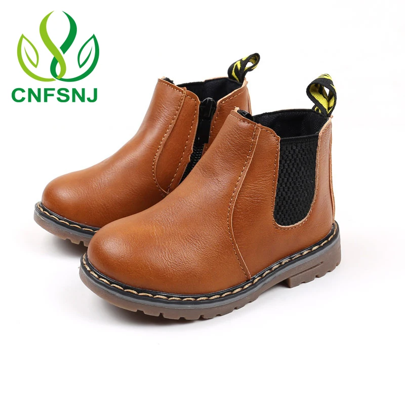

CNFSNJ Autumn Winter Children Shoe Girls Boys Leather Boots Soft Fashion Casual Retro Kids Martin Boots Warm Plushed Ankle Boots