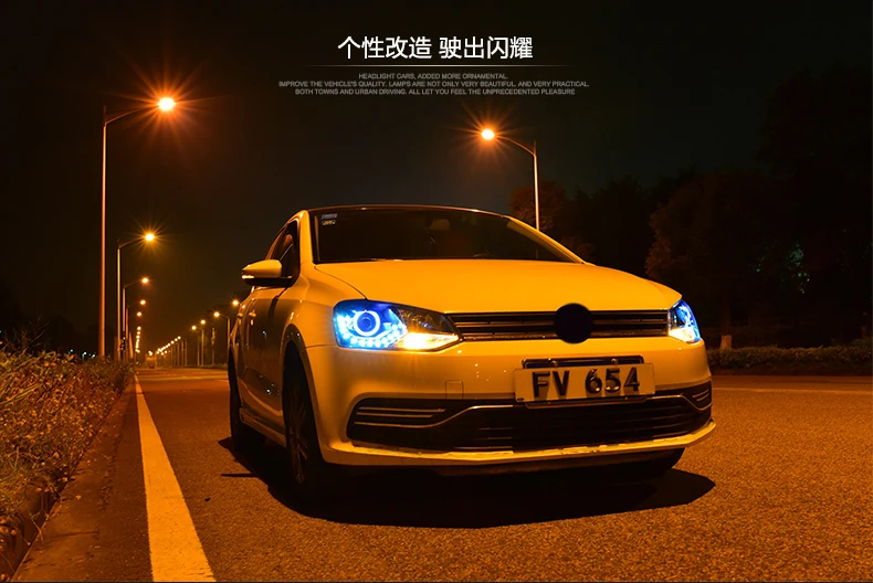Автомобильный стильный головной светильник для VW Polo светодиодный головной светильник 2010- Polo GTI angel eyes Светодиодный дневной ходовой светильник Bi-Xenon HID аксессуары