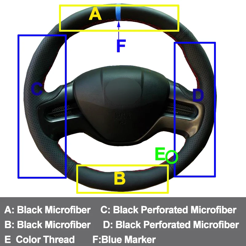 HuiER Hand Sewing Car Steering Wheel Cover For Honda Civic 8 2006 - 2009 2010 2011 (2-Spoke) Braid on the Steering-Wheel | Автомобили и