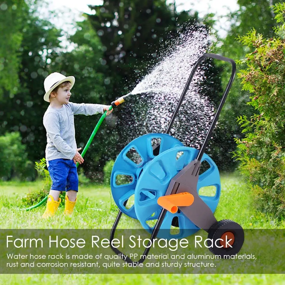 Ручной пуш ап Сад Ферма шланг катушка стеллаж для хранения Портативный