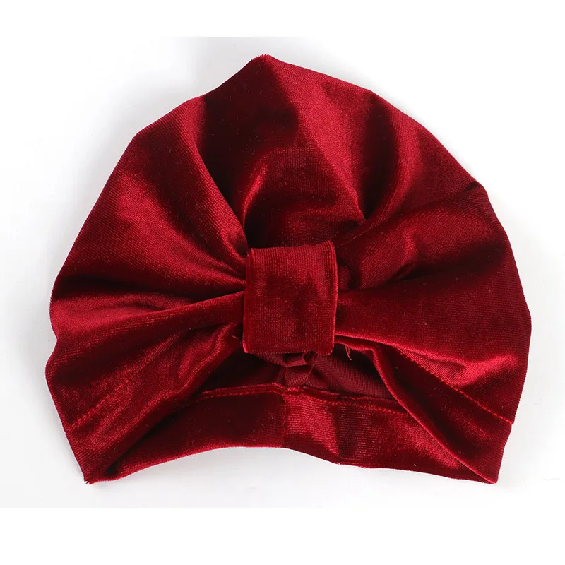 Fashion Velvet Baby Hat for Girls Boys Spring Turban Knot Cap Newborn Photography Props Elastic Infant Beanie Bebe Accessories | Детская