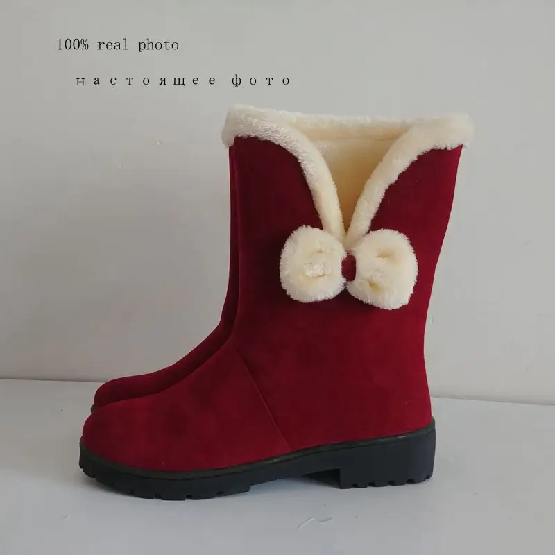 ASILETO/теплые сапоги до середины икры Женские зимние с бантом Зимние botines mujer bota