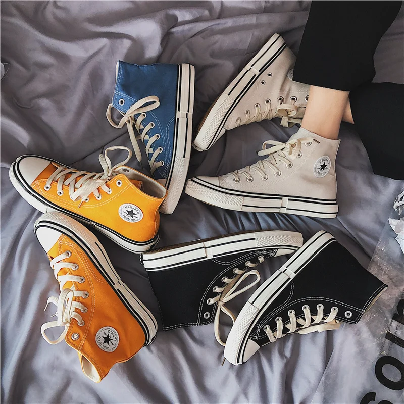 Классическая парусиновая обувь Мужская Тканевая с высоким берцем в стиле ретро