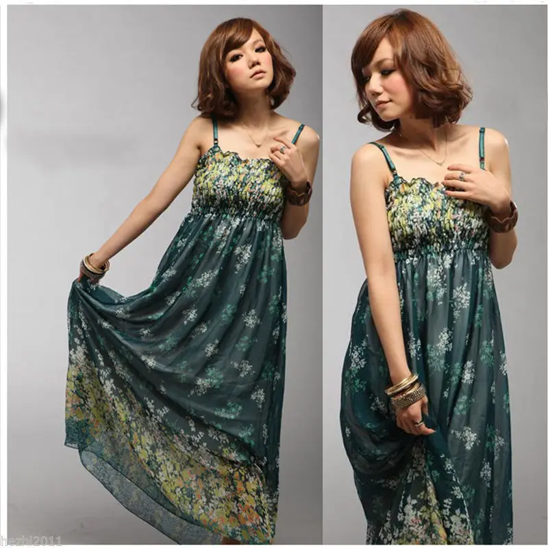 Летнее женское длинное пляжное платье в стиле бохо летнее шифоновое макси