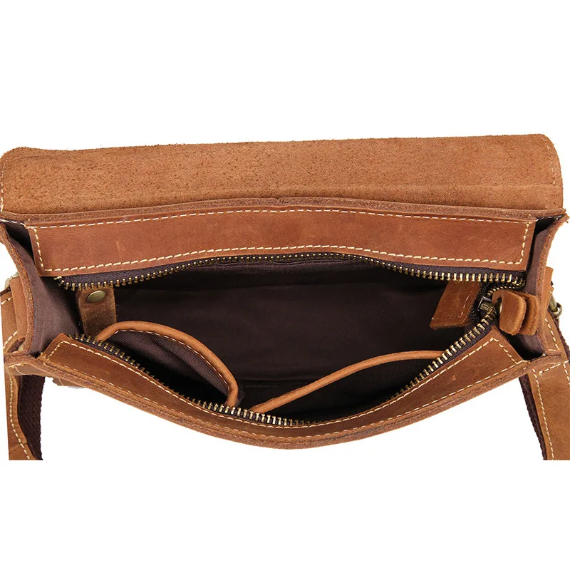 Мужская винтажная кожаная сумка через плечо Crazy Horse повседневная брендовая из