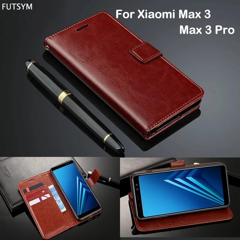 Кожаный чехол бумажник с откидной крышкой для Xiao mi Max 3 Pro Оригинальная карта