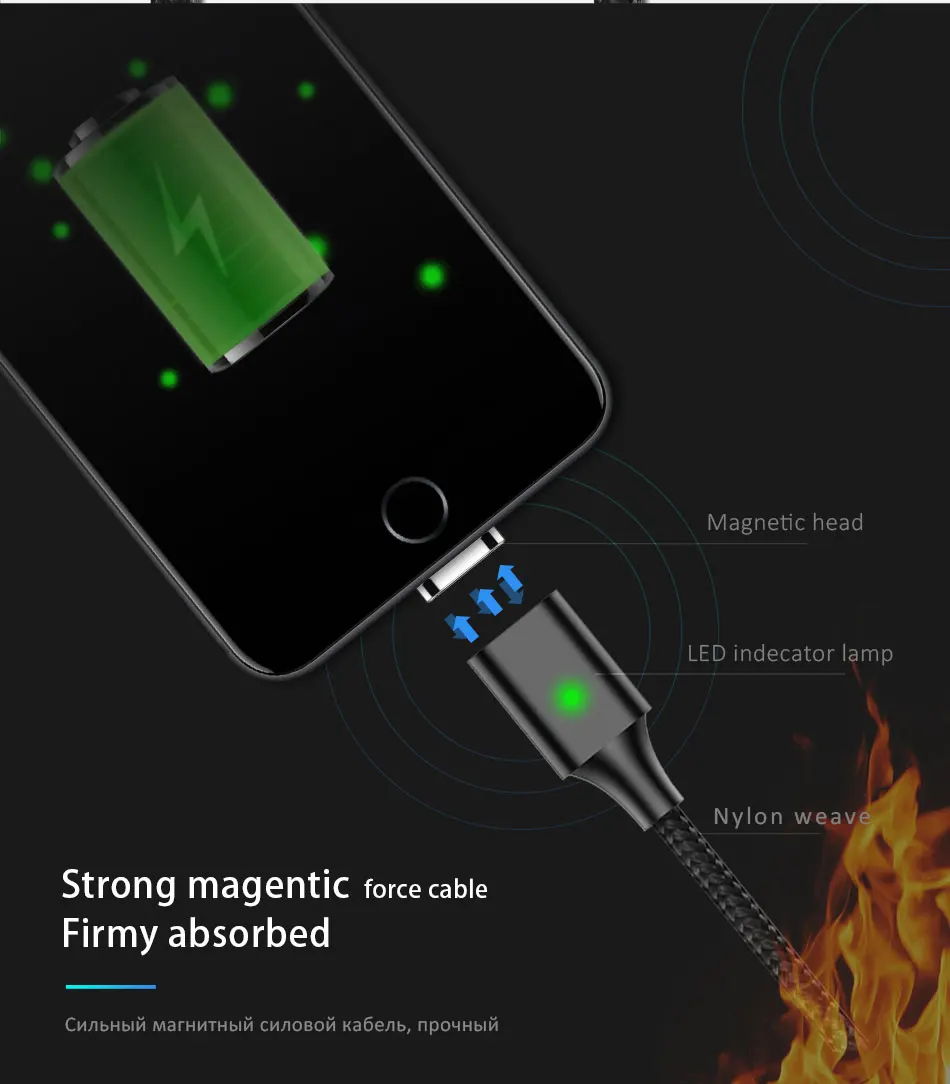 NOHON USB Магнитный зарядный кабель для iphone 10 X XS MAX XR Синхронизация данных Магнитная Быстрая зарядка для iphone 8 7 6S 5 5S Plus SE 1 м 2 м