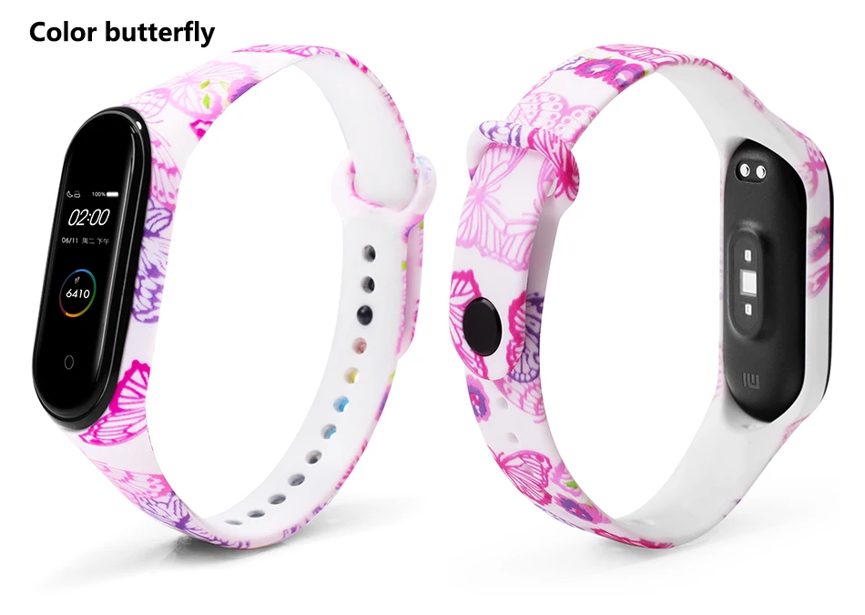 BOORUI новейший mi band 4 ремешок водонепроницаемый силиконовый ремень с цветами mi band 4 аксессуары сменный ремешок для xiaomi mi 4