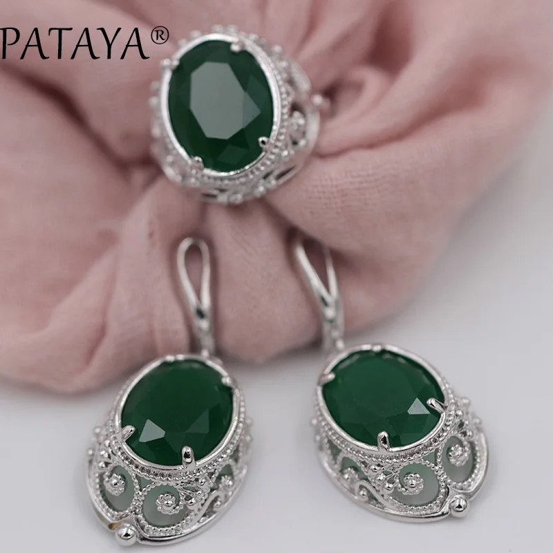 Комплект женских ювелирных изделий из кольца и серег|jewelry sets green|fine jewelry setset green |