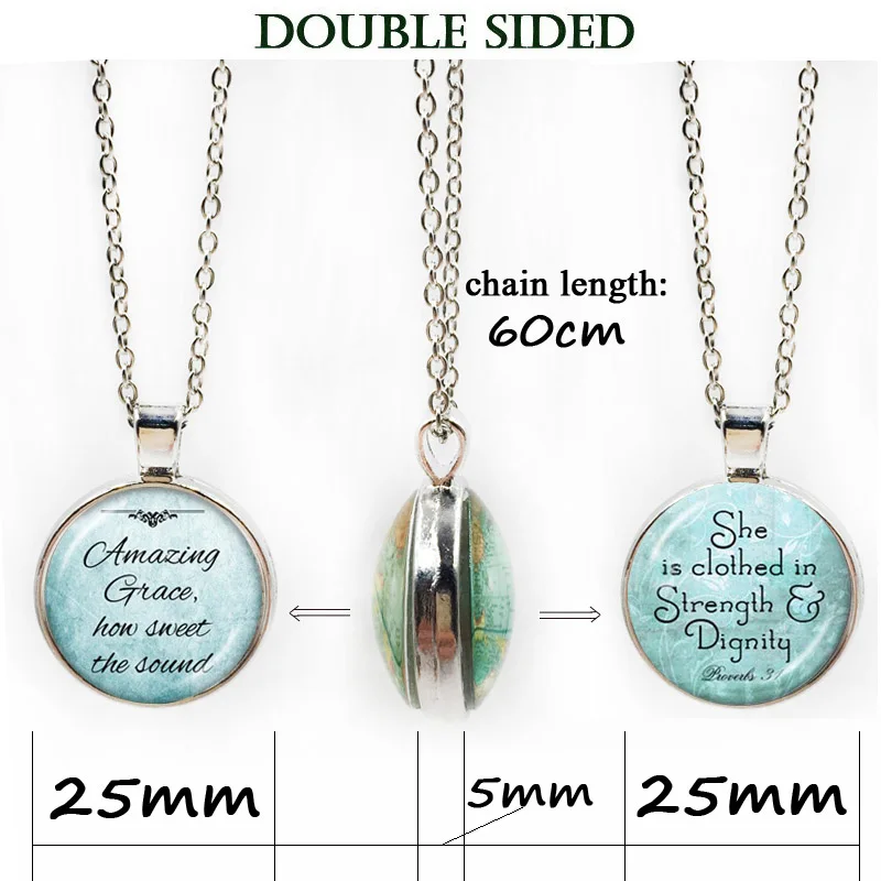 Christian pendant art picture Faith Bible necklace inspiration quote Jesus jewelry long glass cabochon | Украшения и аксессуары