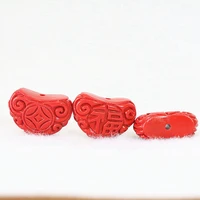 synthetic red cinnabar 16x23mm carving accessories blessing heart pendant beads diy jewelry 5pcs b944