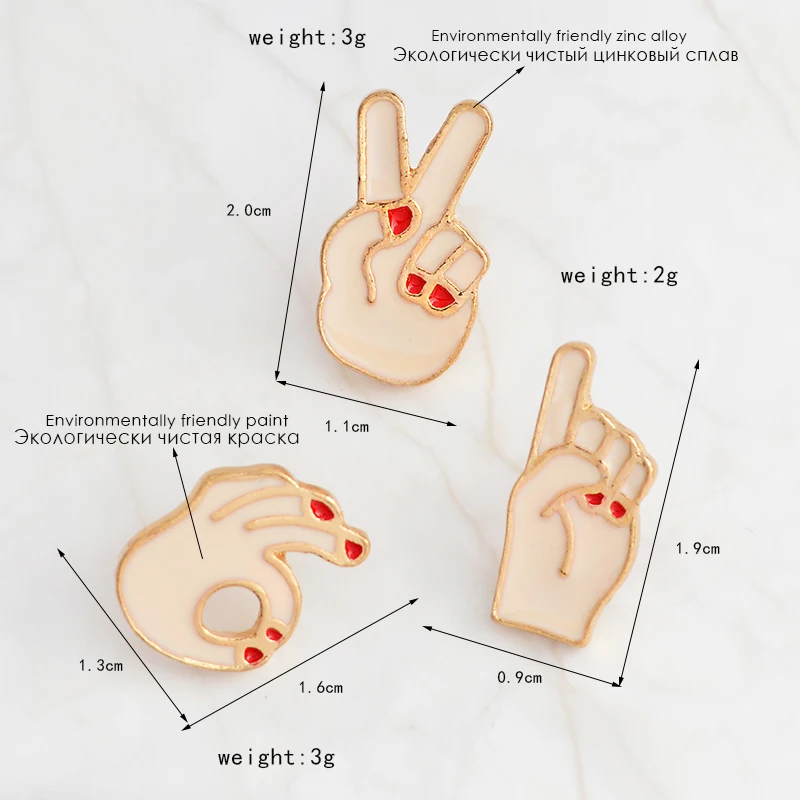 Jewelry 3 шт./компл.. Victory OK жесты и брошь милый мультяшный кавайный лацкан украшения