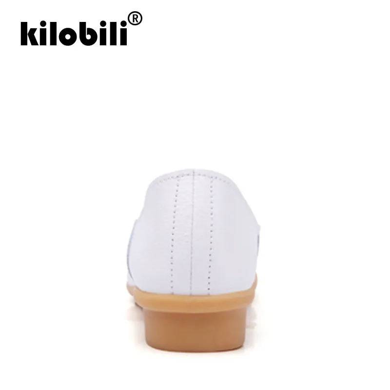 Kilobili/2019 весенние женские туфли на плоской подошве из натуральной кожи без