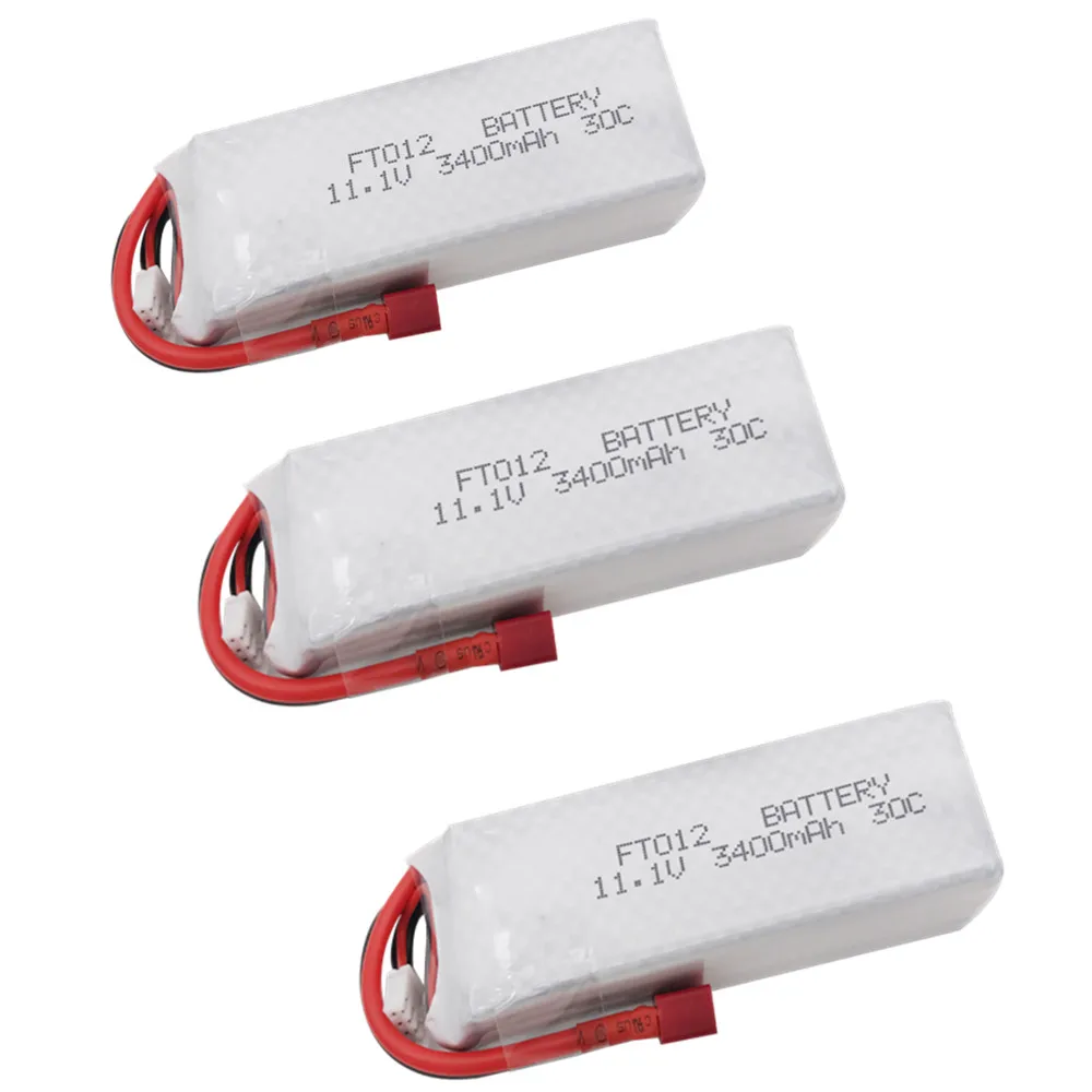 3PCS Обновленная батарея 11,1 V 3400mAh 30C 3S RC Lipo для FT012 RC лодка Запчасти для FT012 Huanqi 734 RC лодка RC вертолет Квадрокоптер - Цвет: 3PCS