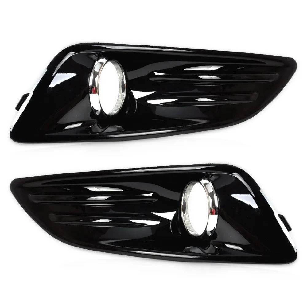 DWCX 2pcs New Car Black with Baking Finish Front Left + Right Bumper Fog Light Lamp Cover Grille for Ford Fiesta 2013 2014