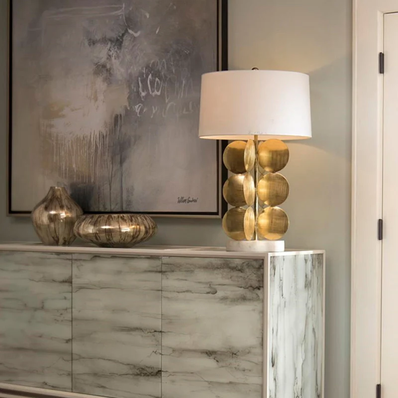 SGROW Золотые круглые листья декоративная настольная лампа с мраморной основой для