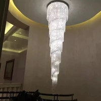 modern luxurious crystal ceiling light fixture long spiral crystal lighting lustres de cristal for villa staircase luminaire