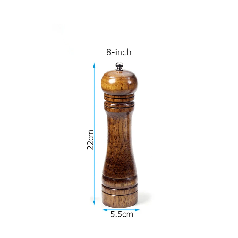 8 inch Мельницы для соли и перца, мельница для перца из твердой древесины с сильной регулируемой Керамической шлифовальной машиной " 8" 1"-кухонные инструменты от Leeseph - Цвет: 8 inch