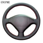 DIY черная ручная швейная крышка рулевого колеса Sofe искусственная кожа автомобильный чехол рулевого колеса для peugeot 307