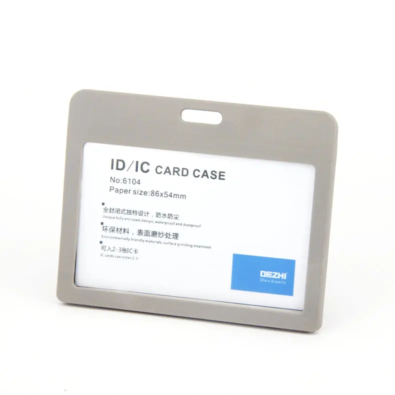 H grey set DEZHI Флип Бизнес ID IC Держатели карт для офисного персонала, экологически чистый пластиковый материал бейдж держатель с оригинальными цветами ремешок - Цвет: H grey set