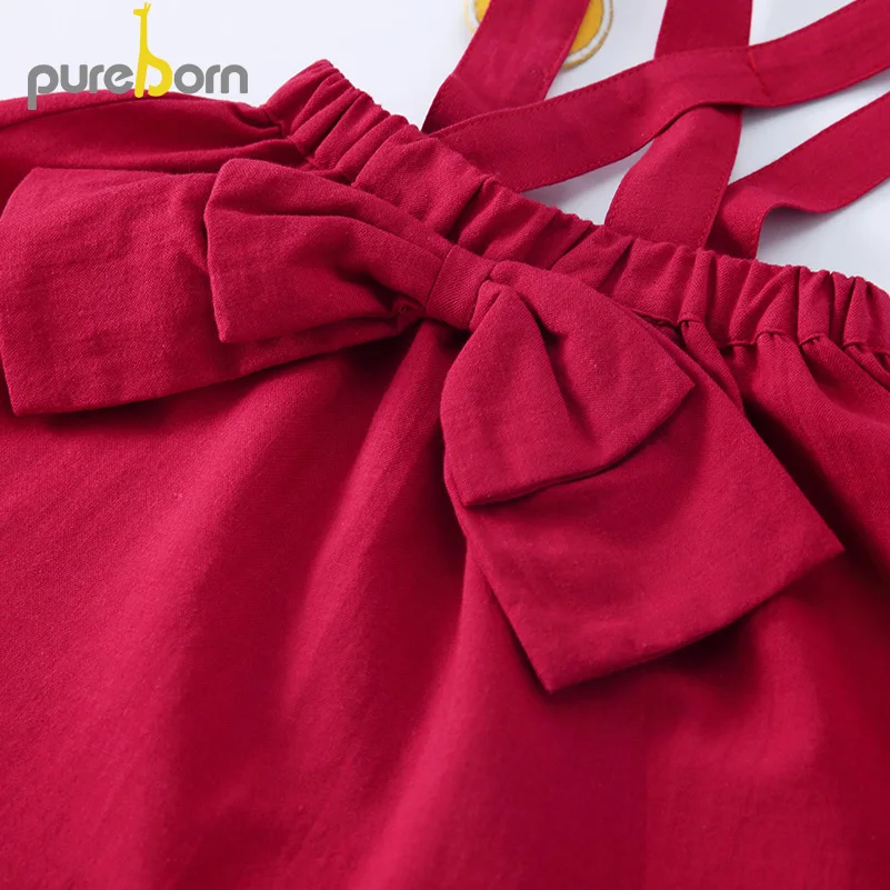 Pureborn детское платье на бретелях без рукавов бант пачка подтяжках Открытое