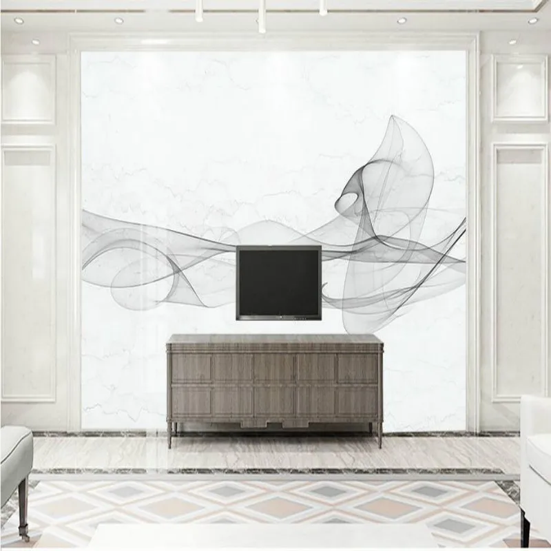 3D настенная бумага для стен современная простая абстрактная черная белая линия