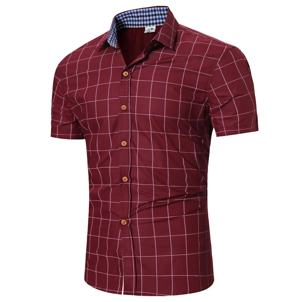 Wine Red JAYCOSIN мужские рубашки модная официальная одежда Брендовое роскошное платье, рубашка Pliad Top Fit Тонкая Блузка деловые топы с короткими рукавами 41 - Цвет: Wine Red